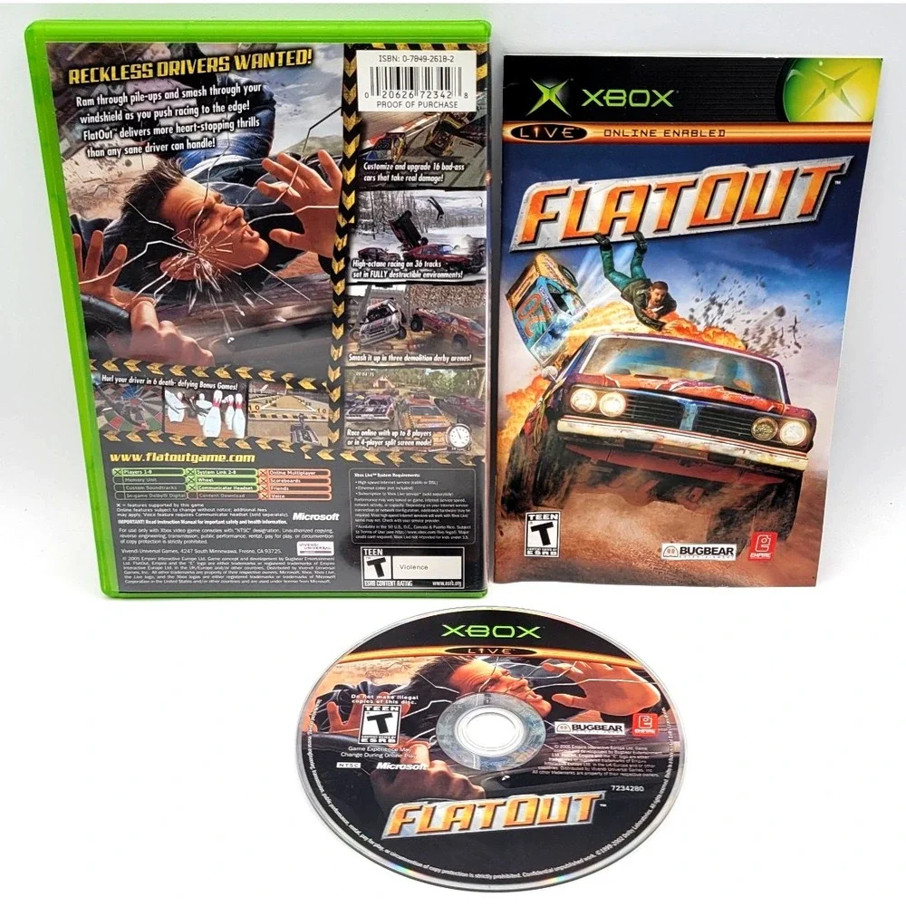 FlatOut (Microsoft Xbox, 2005) CIB‎ COMPLETE IN BOX